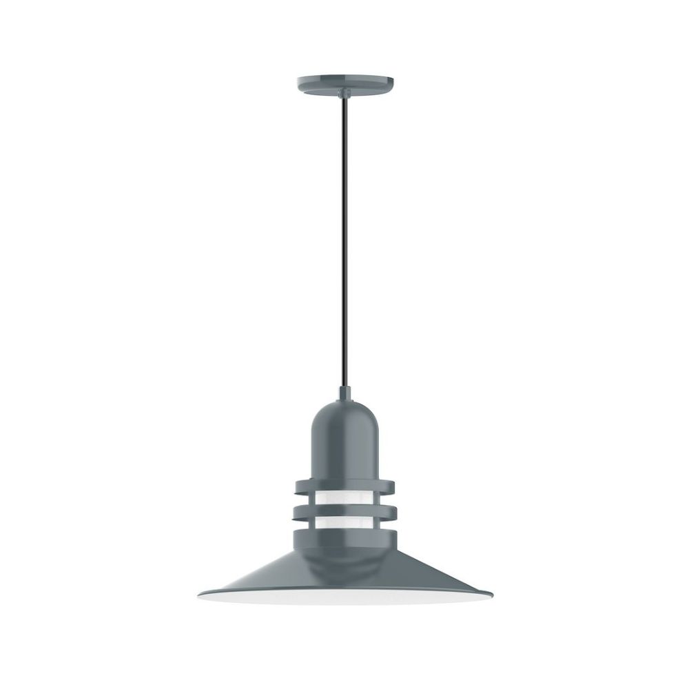 Montclair Lightworks PEB149-40 16" Atomic shade, pendant with black cord and canopy, Slate Gray